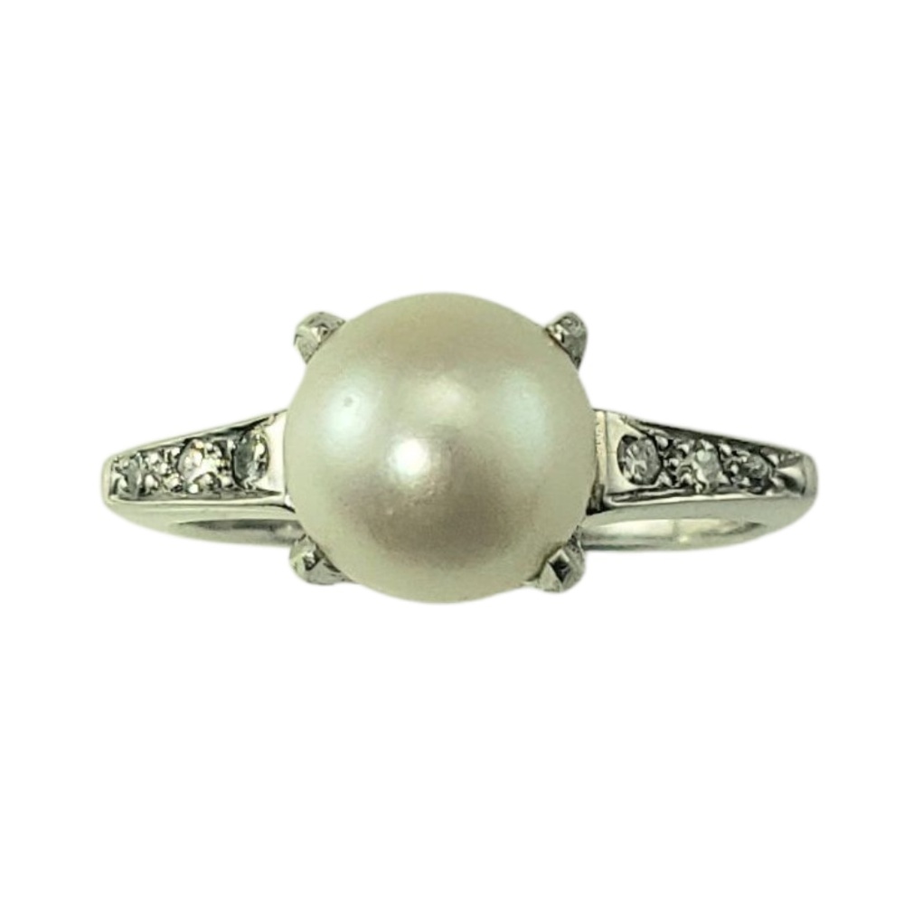 10 Karat White Gold and Diamond Ring Size 4.25-4.5 #21446